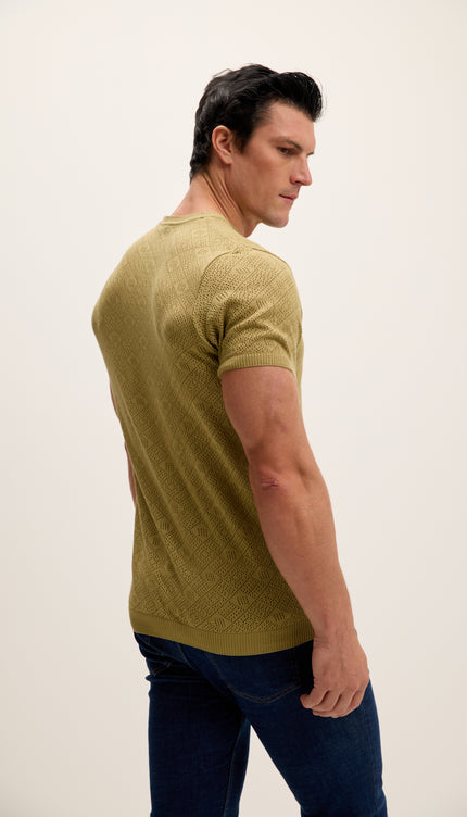 Geometric Crochet Knit Top - Light Green