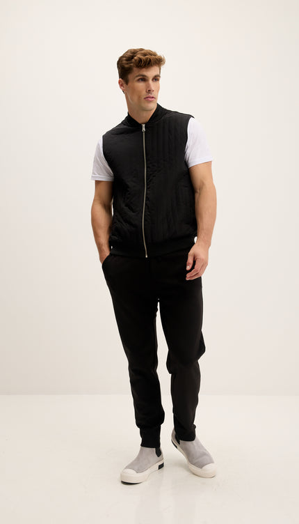 Light Padded Fitted Vest - Black