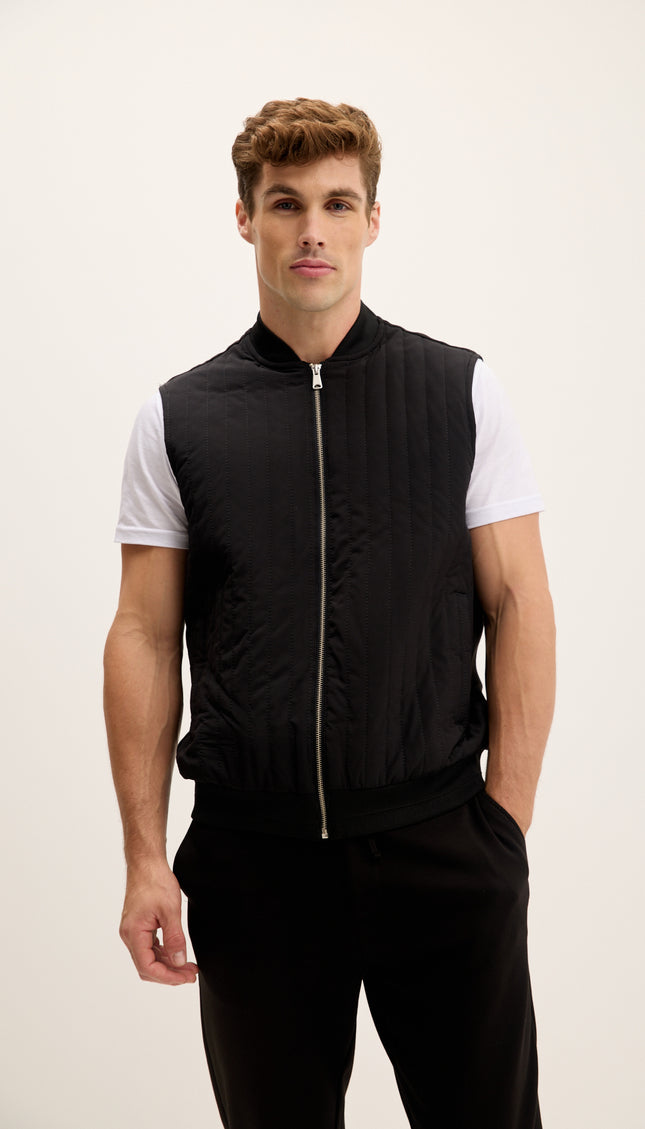 Light Padded Fitted Vest - Black