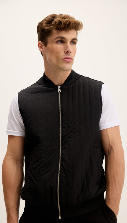 Light Padded Fitted Vest - Black