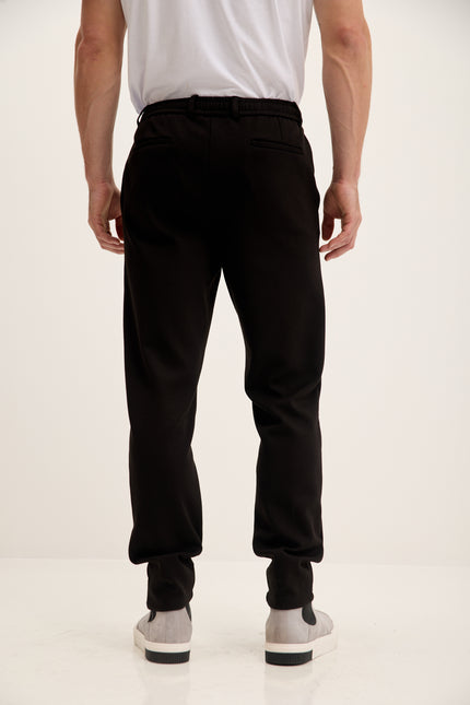 Men's Tapered Drawstring Joggers - Black | Ron Tomson
