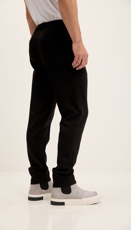 Tapered Drawstring Casual Pants - Black