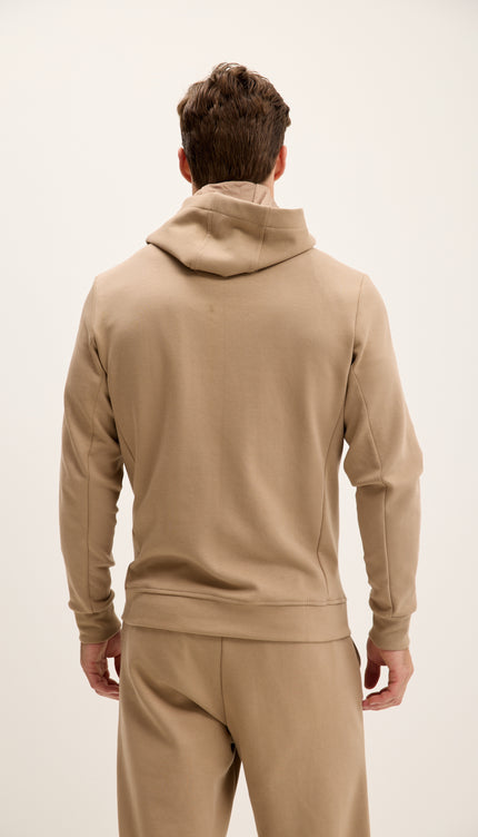 Hooded Double Zipper Jacket - Beige