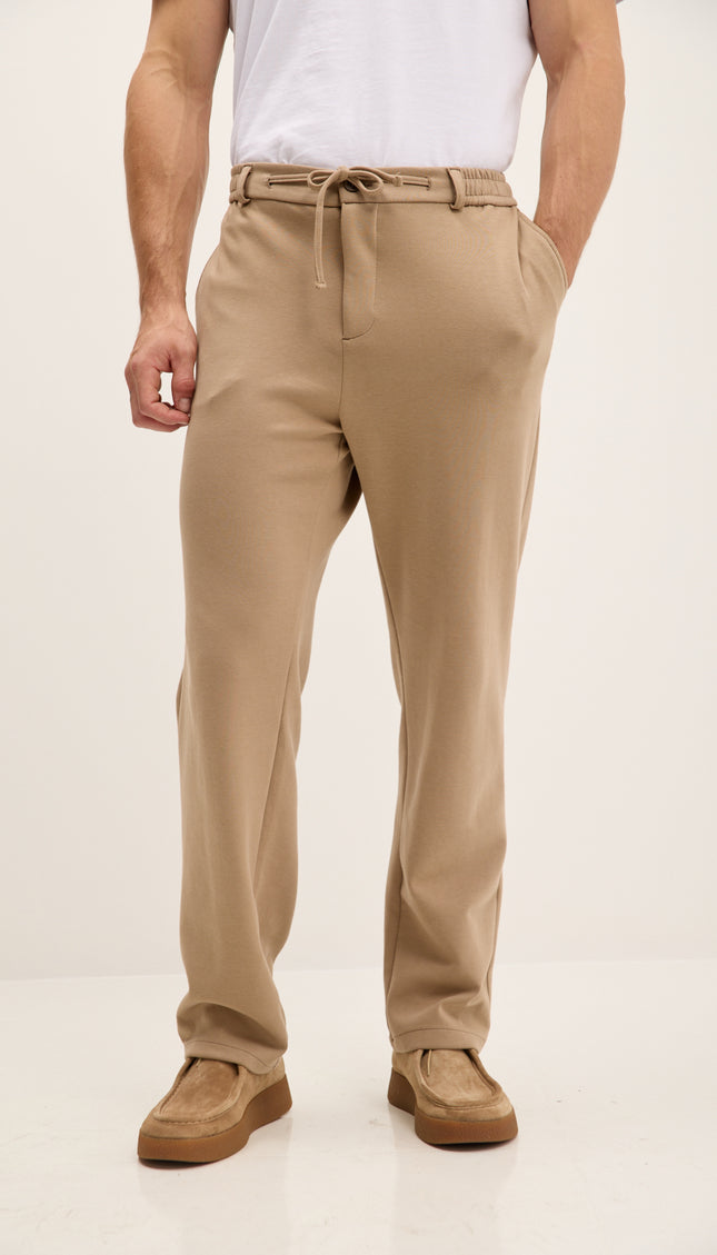 Relaxed Drawstring Casual Pants - Beige