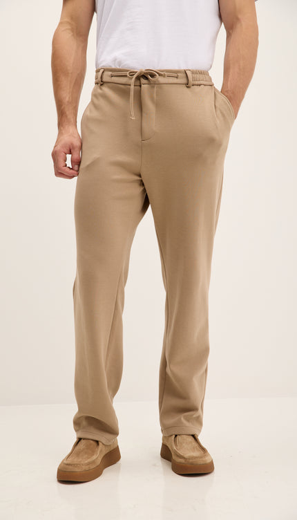 Relaxed Drawstring Casual Pants - Beige