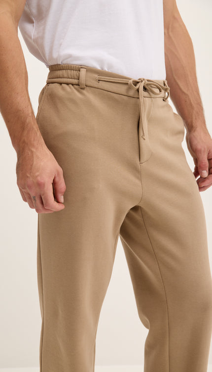 Relaxed Drawstring Casual Pants - Beige