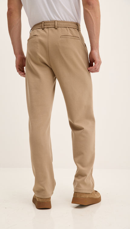 Relaxed Drawstring Casual Pants - Beige