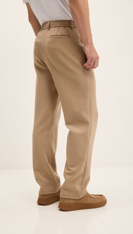 Relaxed Drawstring Casual Pants - Beige