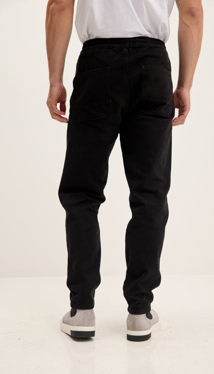 Straight Tapered Cotton Pants - Black