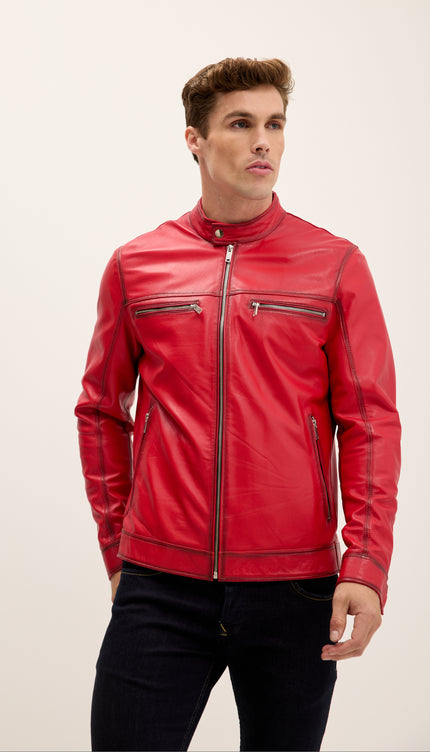 Nr. 71182 KLASSISCHE ECHTLEDERJACKE – BRAUN