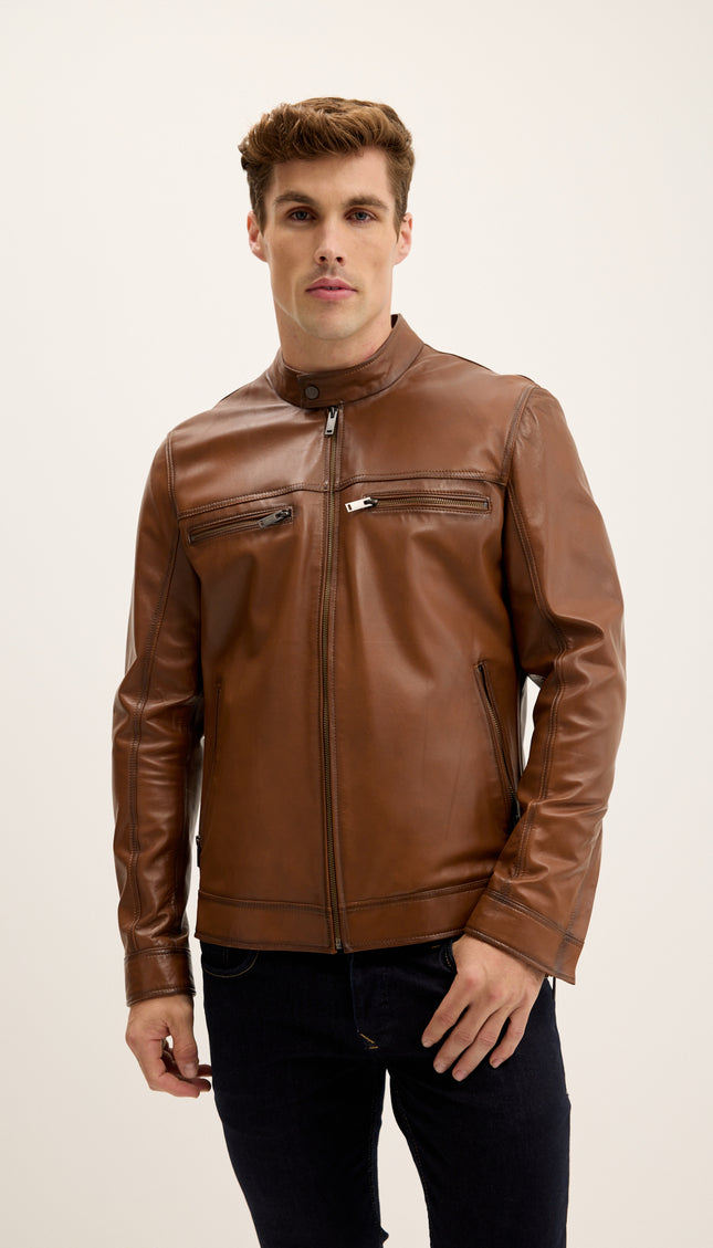 Classic Genuine Leather Jacket - Brown Tint