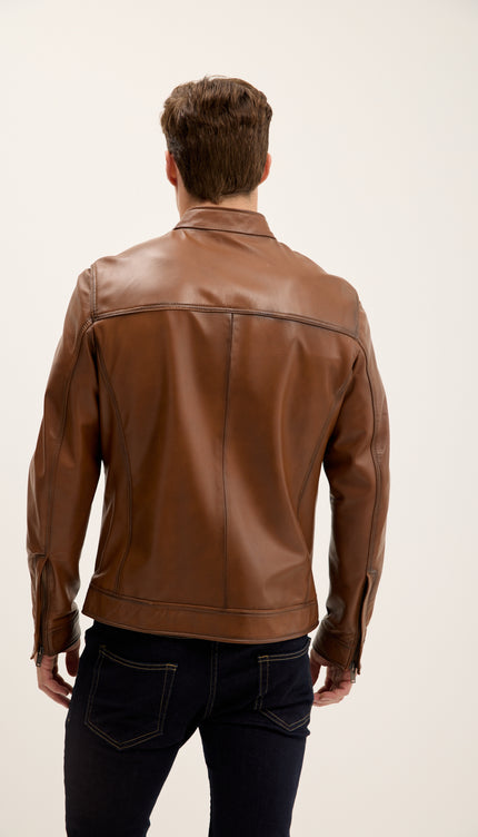 Classic Genuine Leather Jacket - Brown Tint
