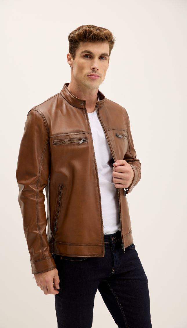 Classic Genuine Leather Jacket - Brown Tint