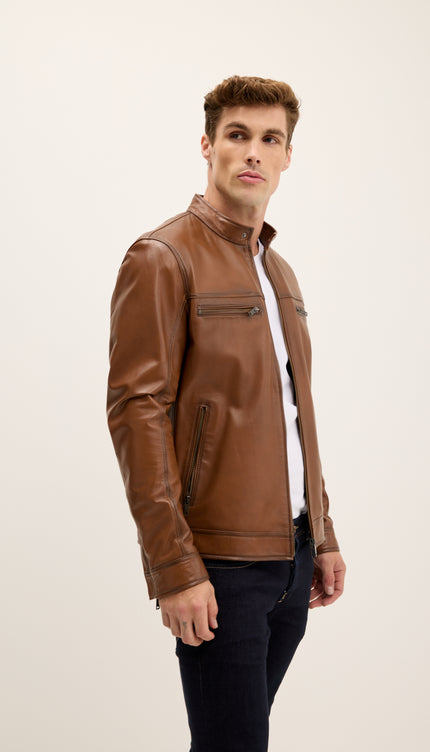 Classic Genuine Leather Jacket - Brown Tint