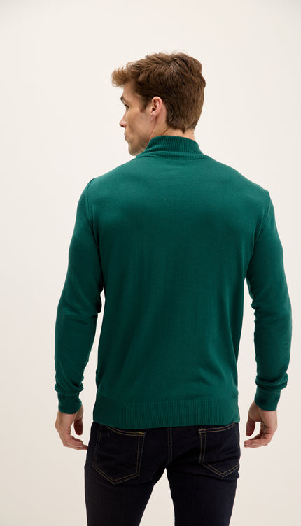 Mock Neck Relaxed Sweater- Green