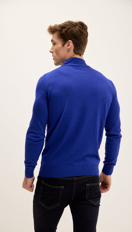 Mock Neck Relaxed Sweater- Electric Blue