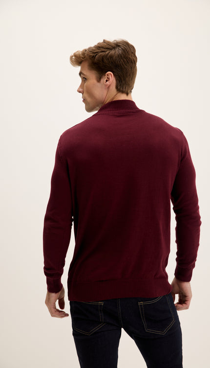 Mock Neck Relaxed Sweater - Bordeaux