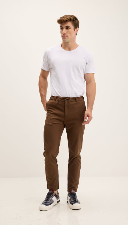 Pantalon de voyage fuselé avec cordon de serrage - Marron foncé