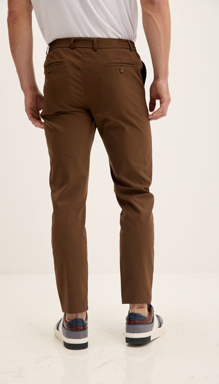Pantalon de voyage fuselé avec cordon de serrage - Marron foncé