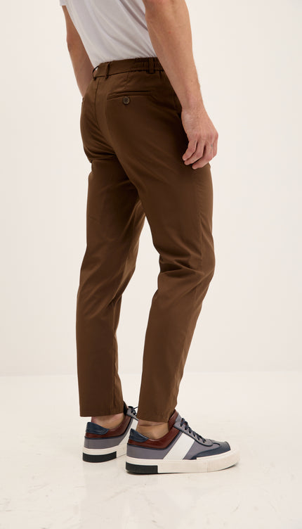 Pantalon de voyage fuselé avec cordon de serrage - Marron foncé