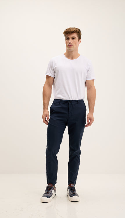 Tapered Travel Pants with Drawstring - Navy