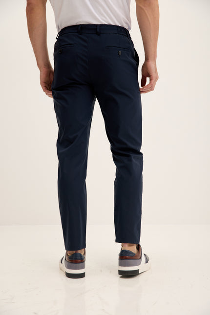 Men's Tapered Drawstring Travel Pants - Navy | Ron Tomson