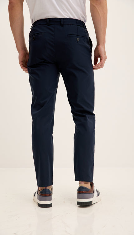 Tapered Travel Pants with Drawstring - Navy