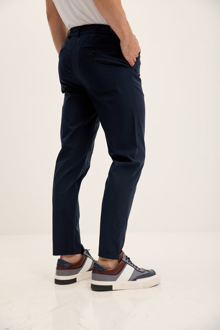 Men's Tapered Drawstring Travel Pants - Navy | Ron Tomson
