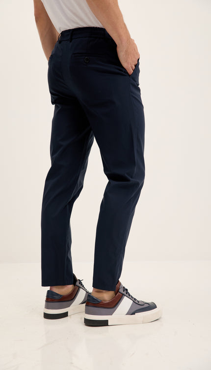 Tapered Travel Pants with Drawstring - Navy