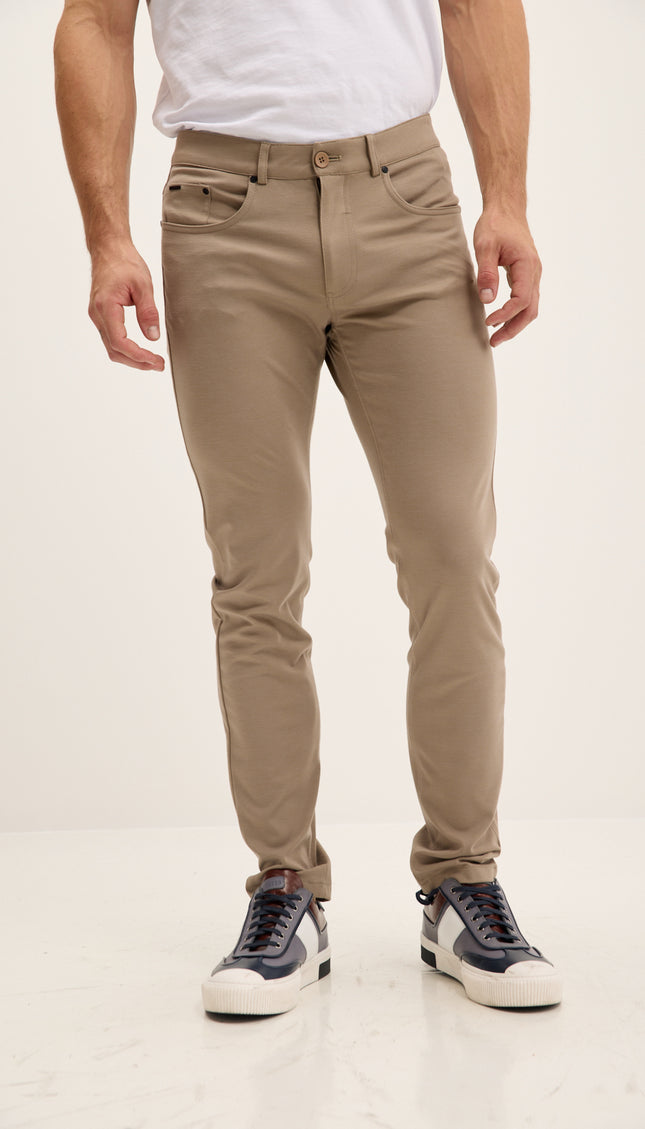 Lightweight Fitted Casual Pants - Sand