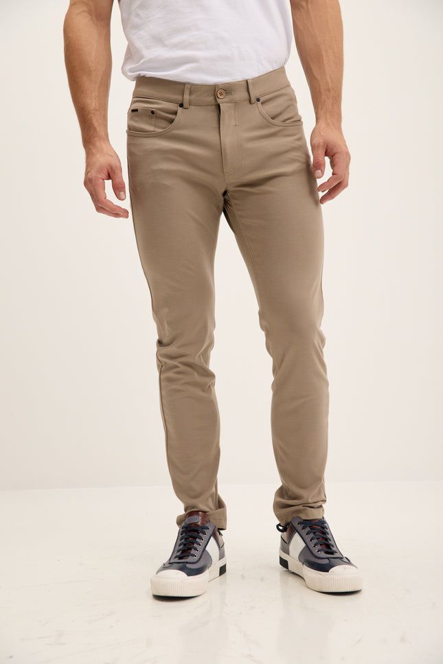 Men's Fitted Casual Pants - Sand | Ron Tomson
