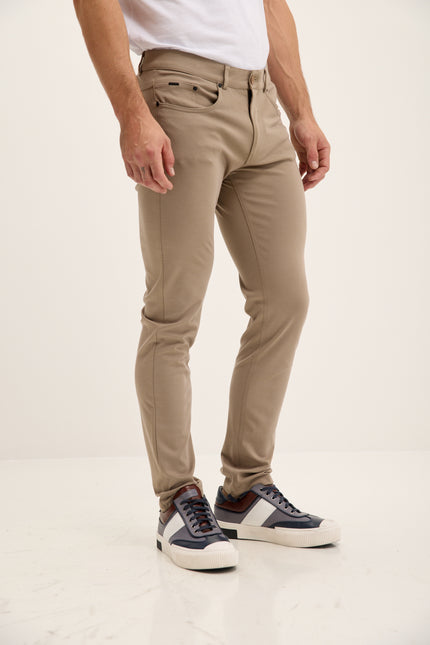 Men's Fitted Casual Pants - Sand | Ron Tomson