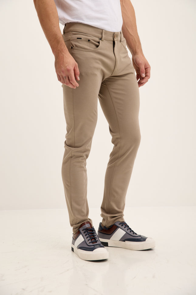 Men's Fitted Casual Pants - Sand | Ron Tomson