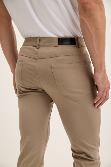 Men's Fitted Casual Pants - Sand | Ron Tomson