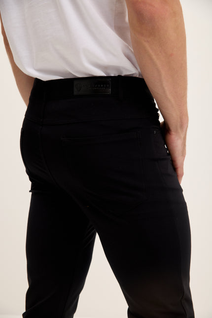 Men's Lightweight Tailored Casual Pants - Black | Ron Tomson