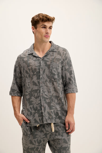 Men's Floral Pattern Shirt - Anthracite | Ron Tomson