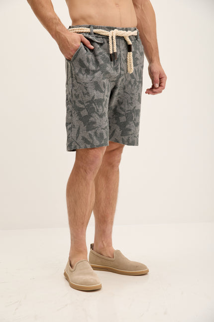 Men's Drawstring Floral Print Shorts - Anthracite | Ron Tomson