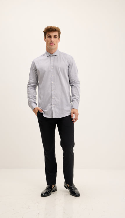Camisa de vestir con cuello extendido texturizado - Gris