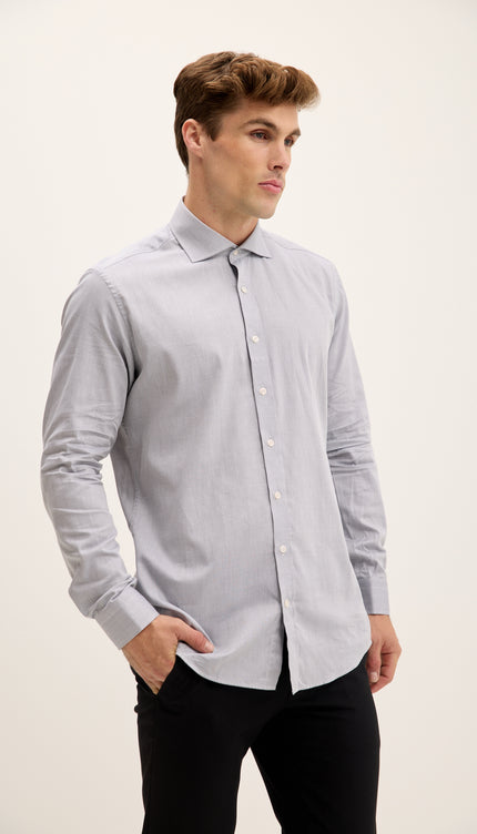 Camisa de vestir con cuello extendido texturizado - Gris