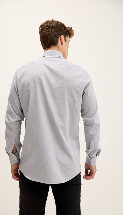 Camisa de vestir con cuello extendido texturizado - Gris