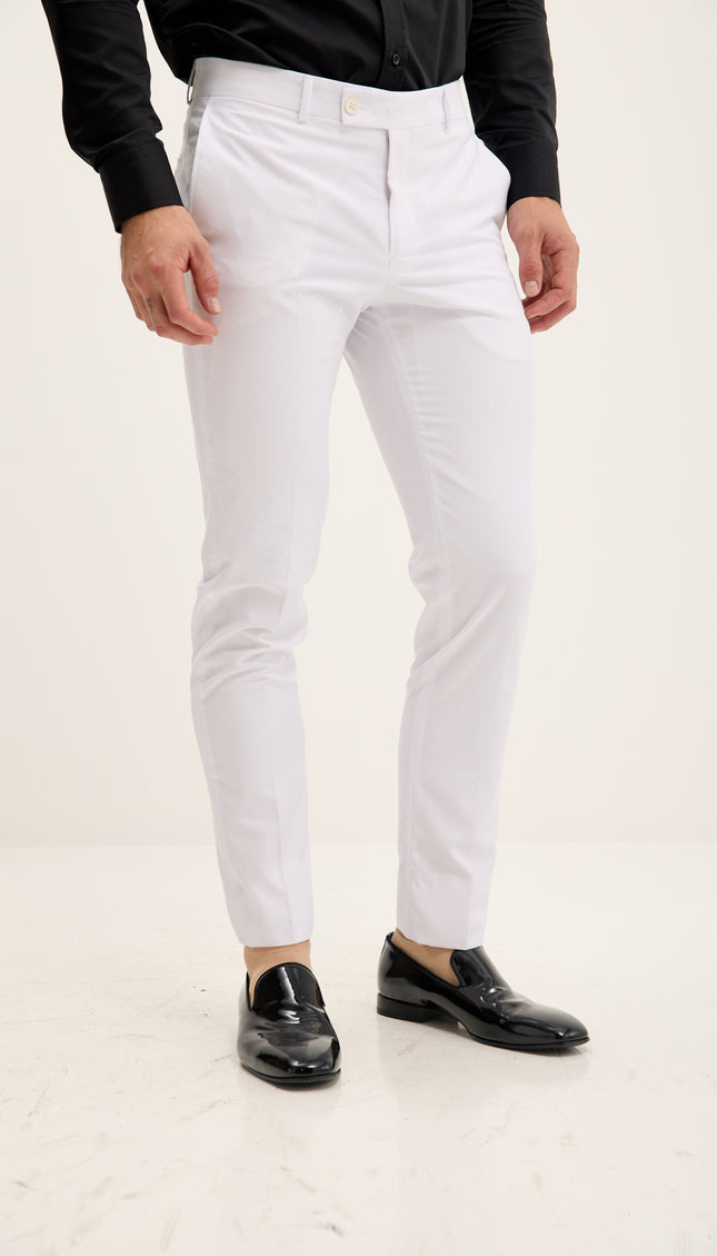 Tapered Tuxedo Pants - White Matte