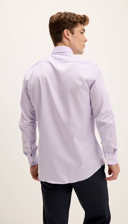 Pure Cotton Spread Collar Fitted Dress Shirt - Lavender