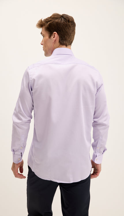 Pure Cotton Spread Collar Fitted Dress Shirt - Lavender