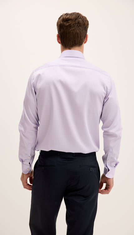 Pure Cotton Spread Collar Fitted Dress Shirt - Lavender