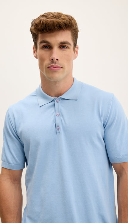 Lightweight Tonal-button Polo Tee - Blue