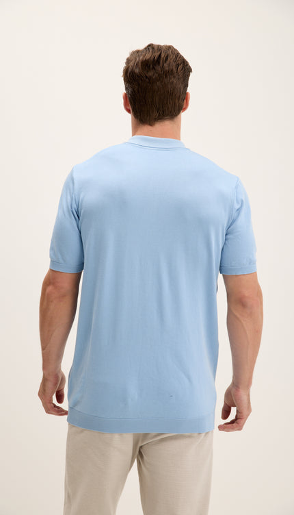 Lightweight Tonal-button Polo Tee - Blue
