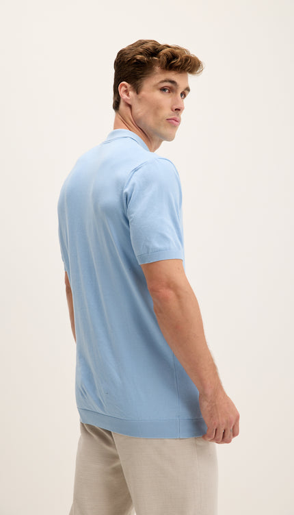 Lightweight Tonal-button Polo Tee - Blue
