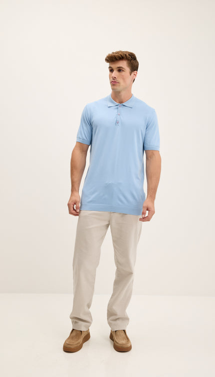Lightweight Tonal-button Polo Tee - Blue