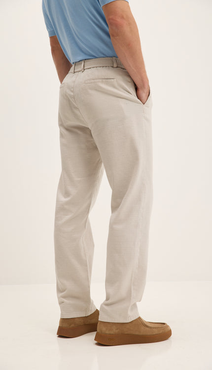 Bequeme Baumwollhose mit Kordelzug – Beige