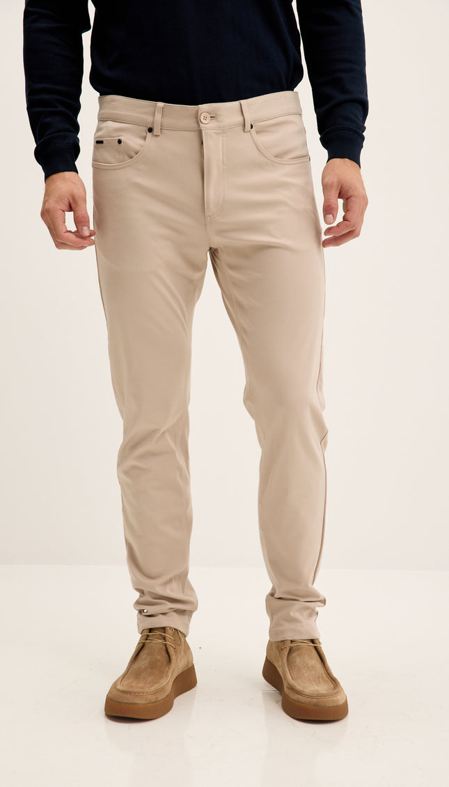 Lightweight Fitted Casual Pants - Beige